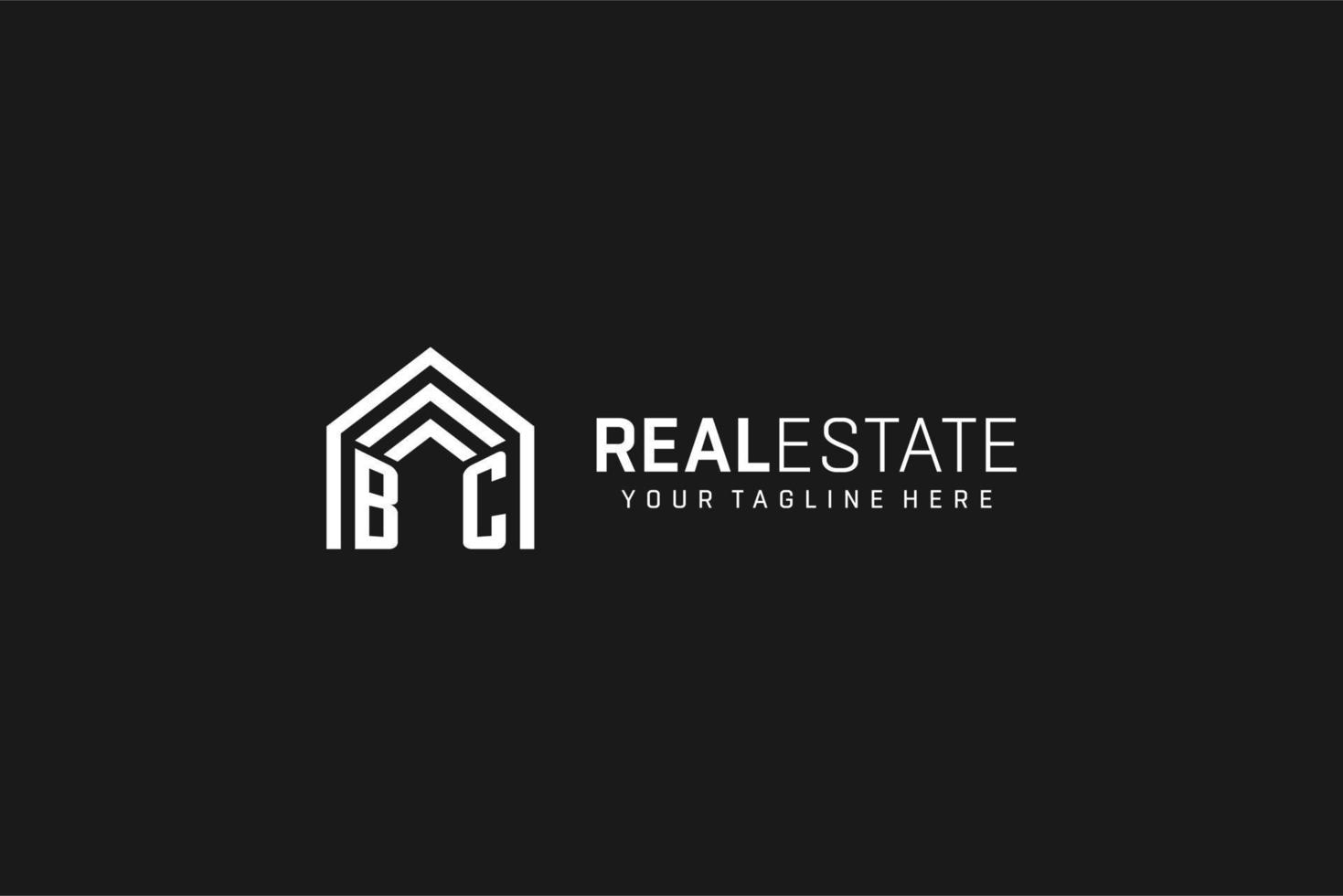 Letter BC house roof shape logo, creative real estate monogram logo style vector