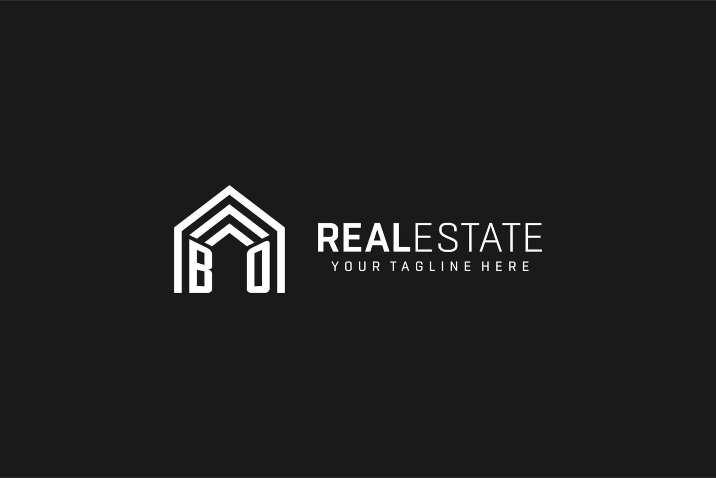 Letter BO house roof shape logo, creative real estate monogram logo style vector