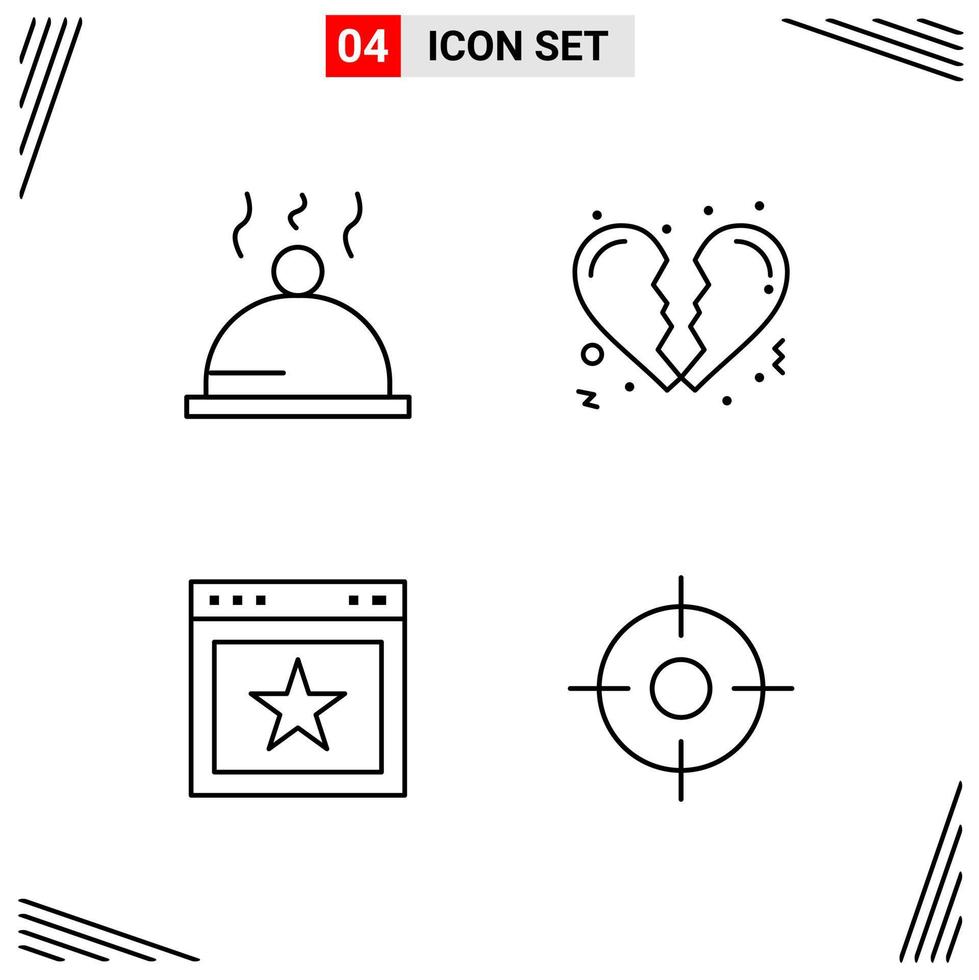 4 Icons Line Style Grid Based Creative Outline Symbols for Website Design Simple Line Icon Signs Isolated on White Background 4 Icon Set Creative Black Icon vector background