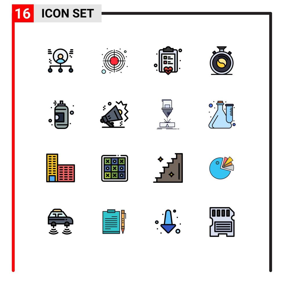 16 Creative Icons Modern Signs and Symbols of spray meditation target concentration love Editable Creative Vector Design Elements