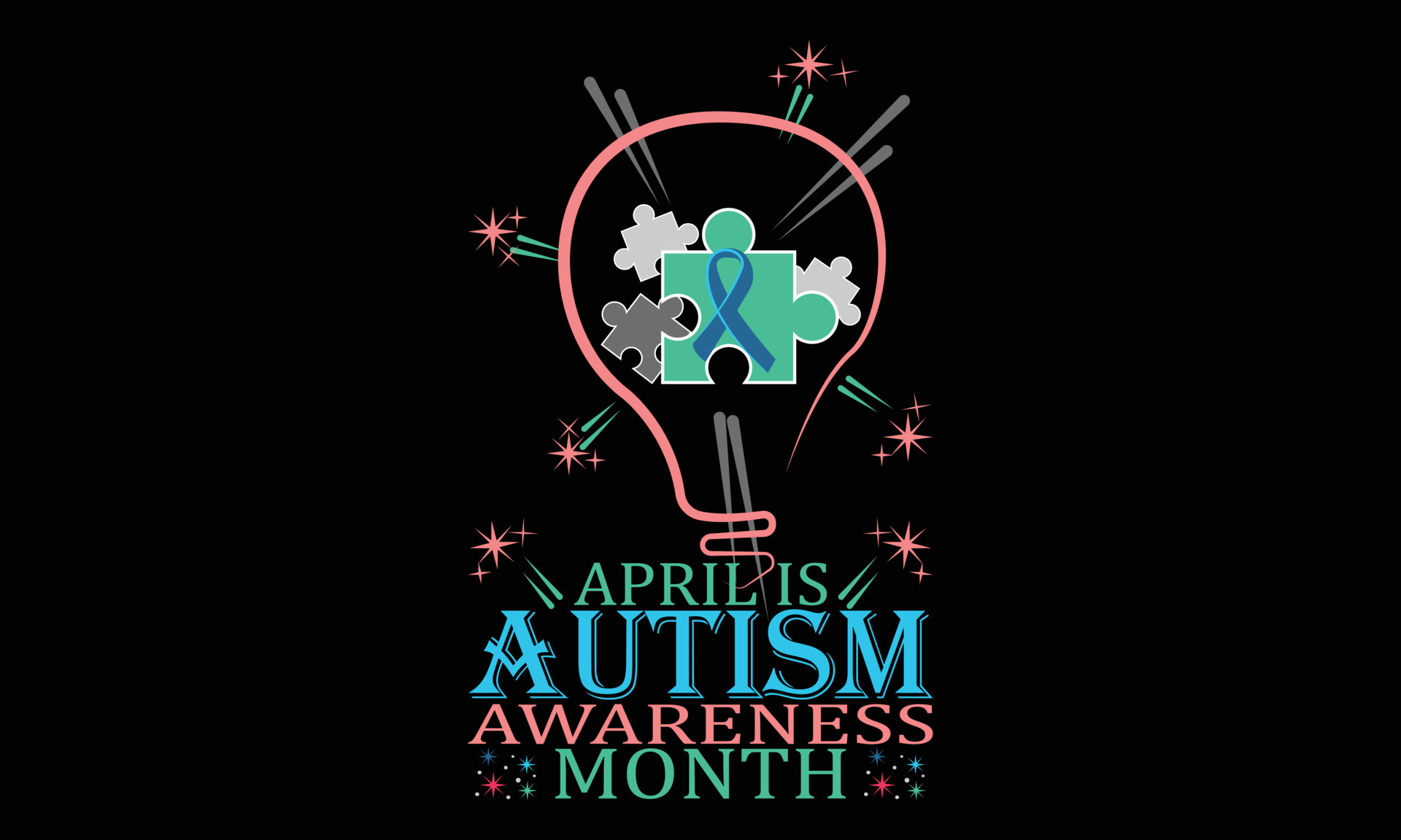 Happy Autism Awareness Day Typography tshirt design. Motivational