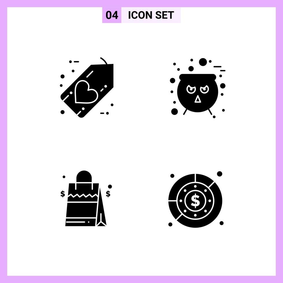 4 Icons in Solid Style Glyph Symbols on White Background Creative Vector Signs for Web mobile and Print Creative Black Icon vector background