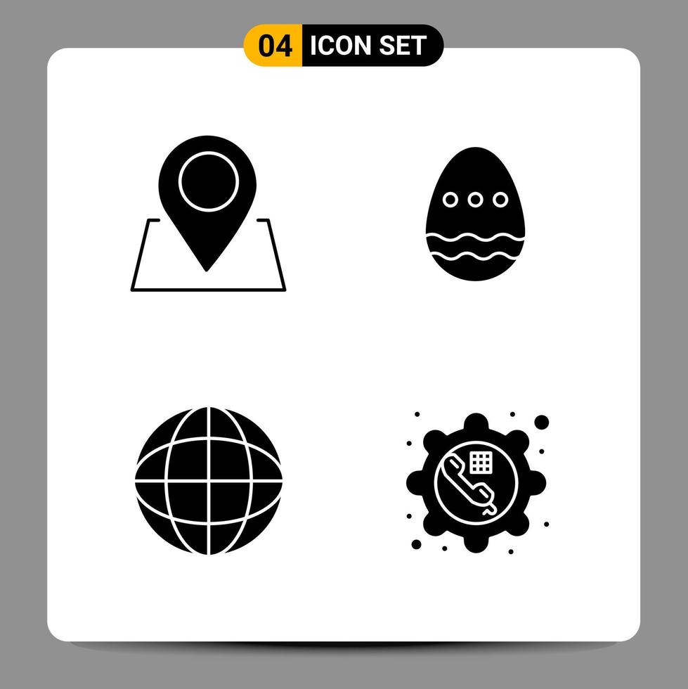 4 Black Icon Pack Glyph Symbols Signs for Responsive designs on white background 4 Icons Set Creative Black Icon vector background