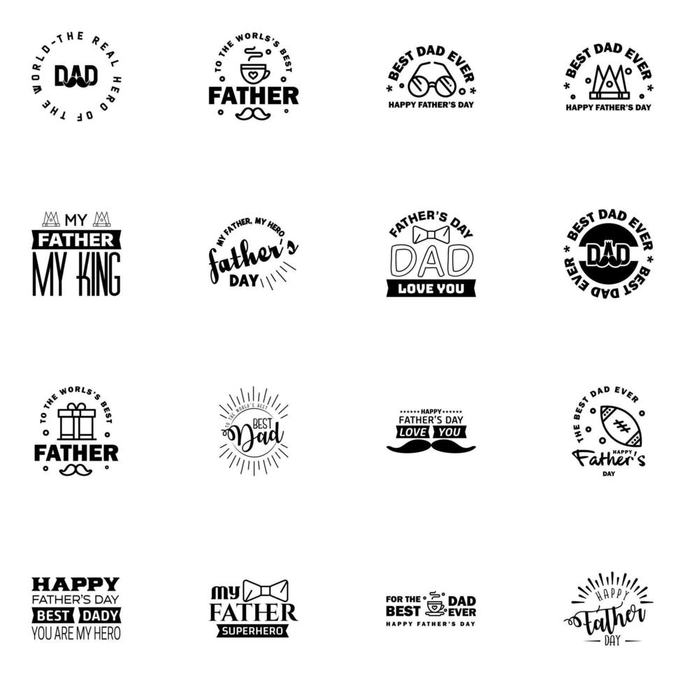 happy fathers day 16 Black text design Vector calligraphy Typography poster Usable as background Editable Vector Design Elements