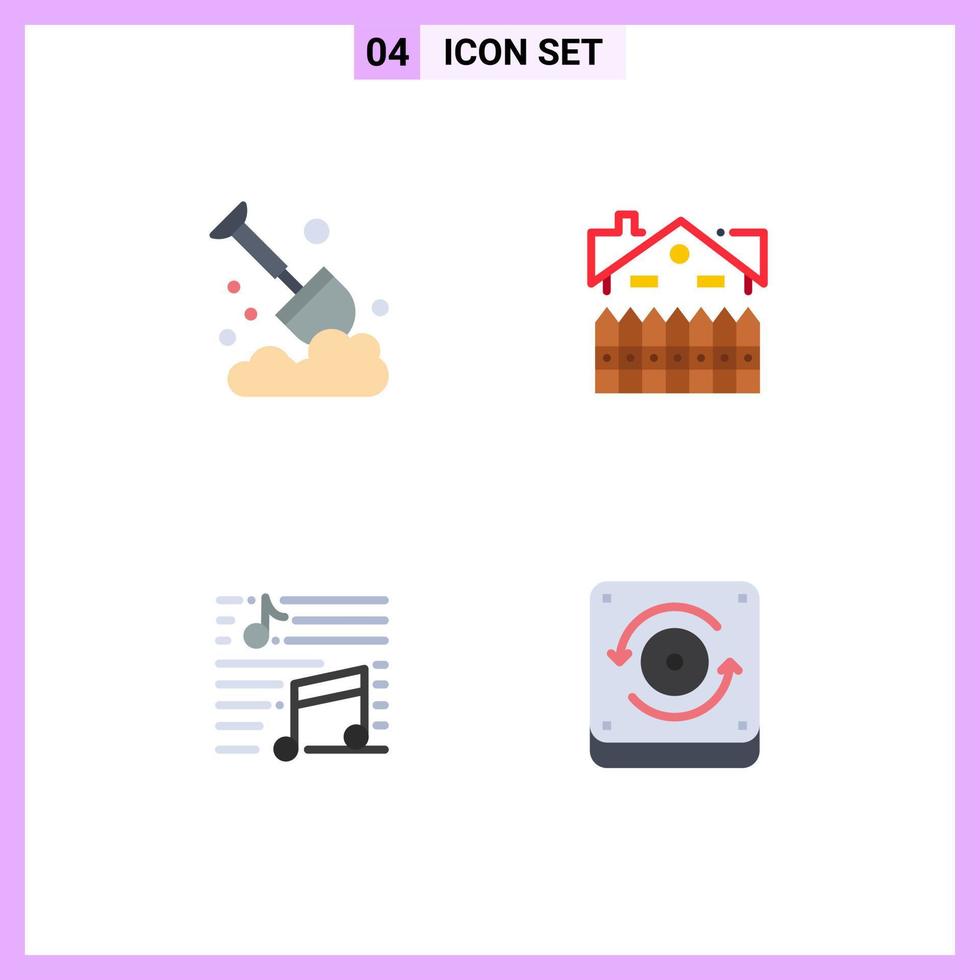 4 Creative Icons Modern Signs and Symbols of agriculture music spade construction note Editable Vector Design Elements