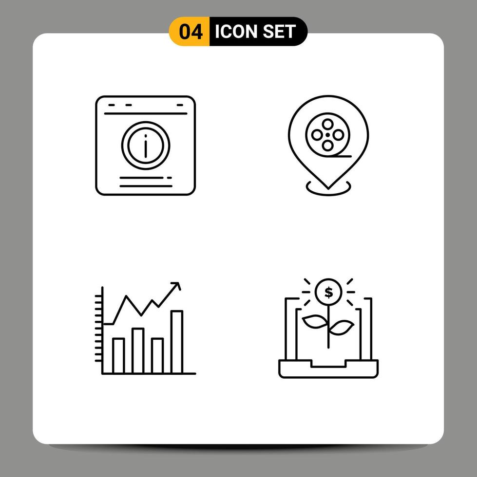 4 Universal Line Signs Symbols of bubble analytic help location chart Editable Vector Design Elements