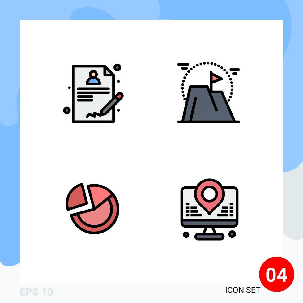 Stock Vector Icon Pack of 4 Line Signs and Symbols for medical statistic achievement mission business Editable Vector Design Elements