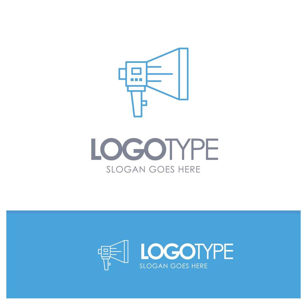 Announce Digital Loudspeaker Marketing Megaphone Speaker Tool Blue outLine Logo with place for tagline vector