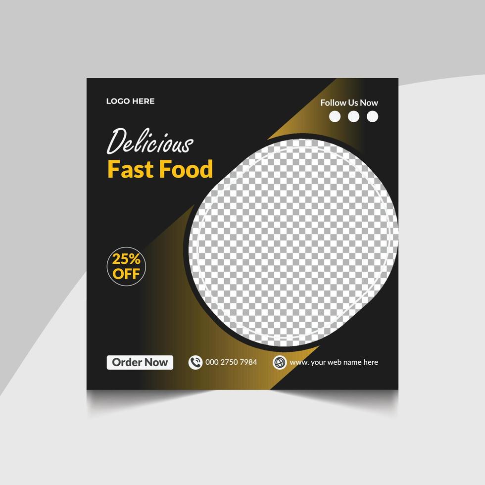 Fresh delicious restaurant food menu, Healthy and tasty food flyer or poster design for online business marketing. Restaurant offer menu social media post design vector