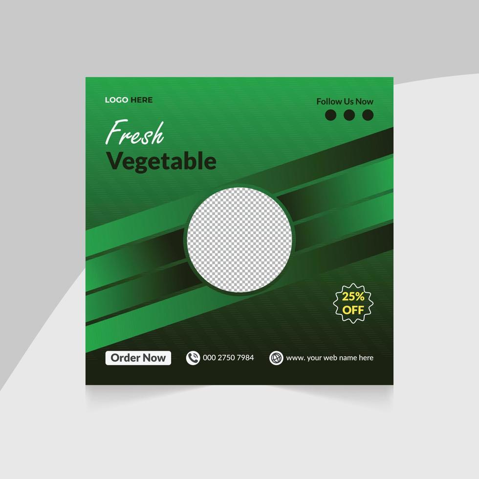 delicioso menú de comida de restaurante fresco, volante de comida saludable y sabrosa o diseño de afiches para marketing comercial en línea. diseño de publicación de redes sociales de menú de oferta de restaurante vector