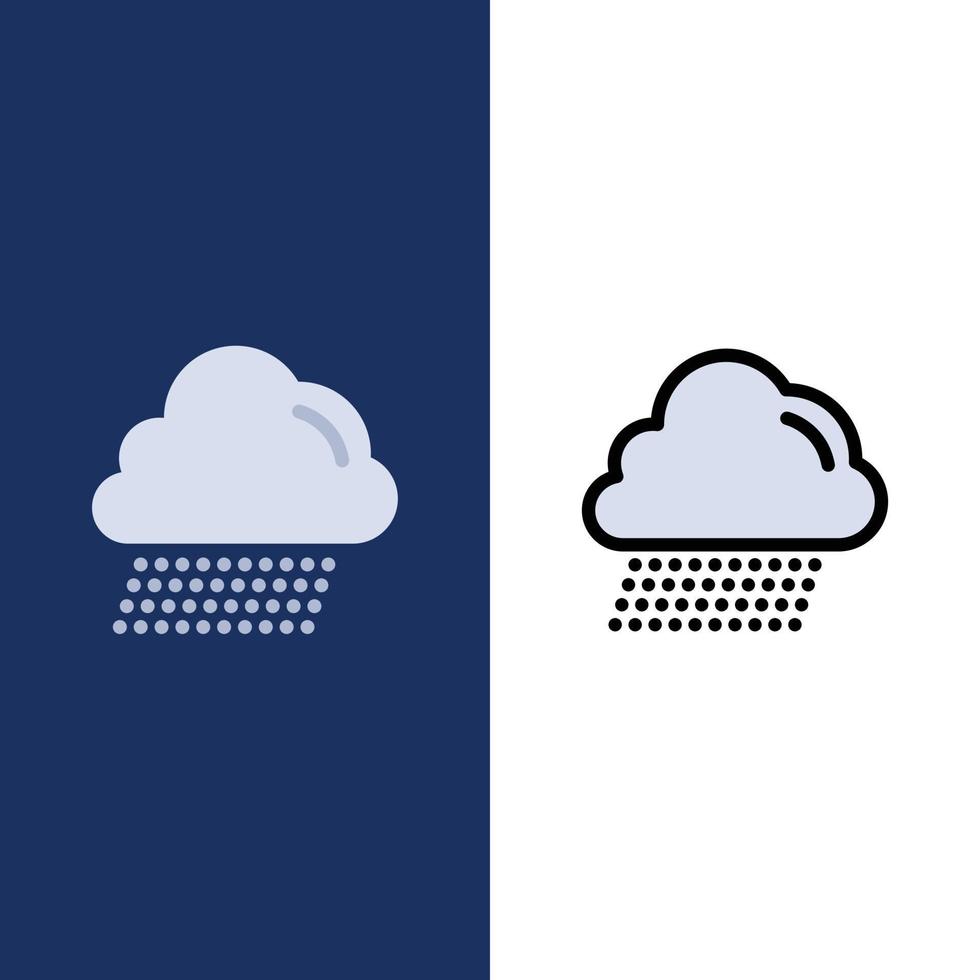 nube lluvia canadá iconos plano y línea llena conjunto de iconos vector fondo azul