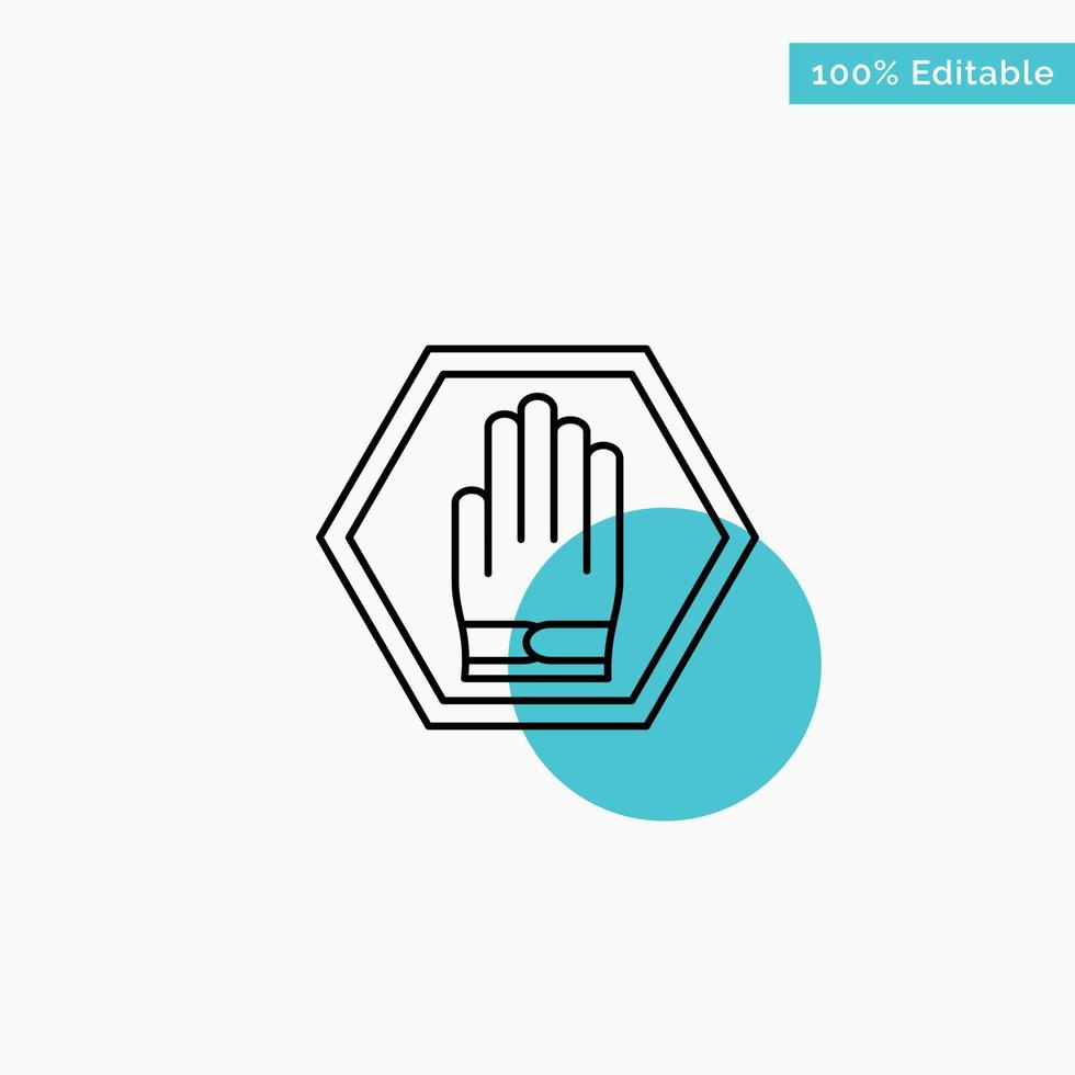 Stop Hand Sign Traffic Warning turquoise highlight circle point Vector icon