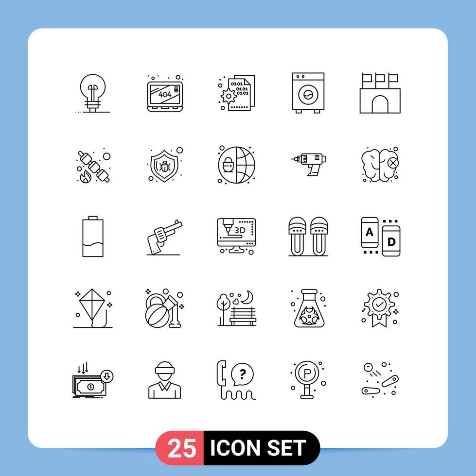 Line Pack of 25 Universal Symbols of arena equipment codding devices automation Editable Vector Design Elements