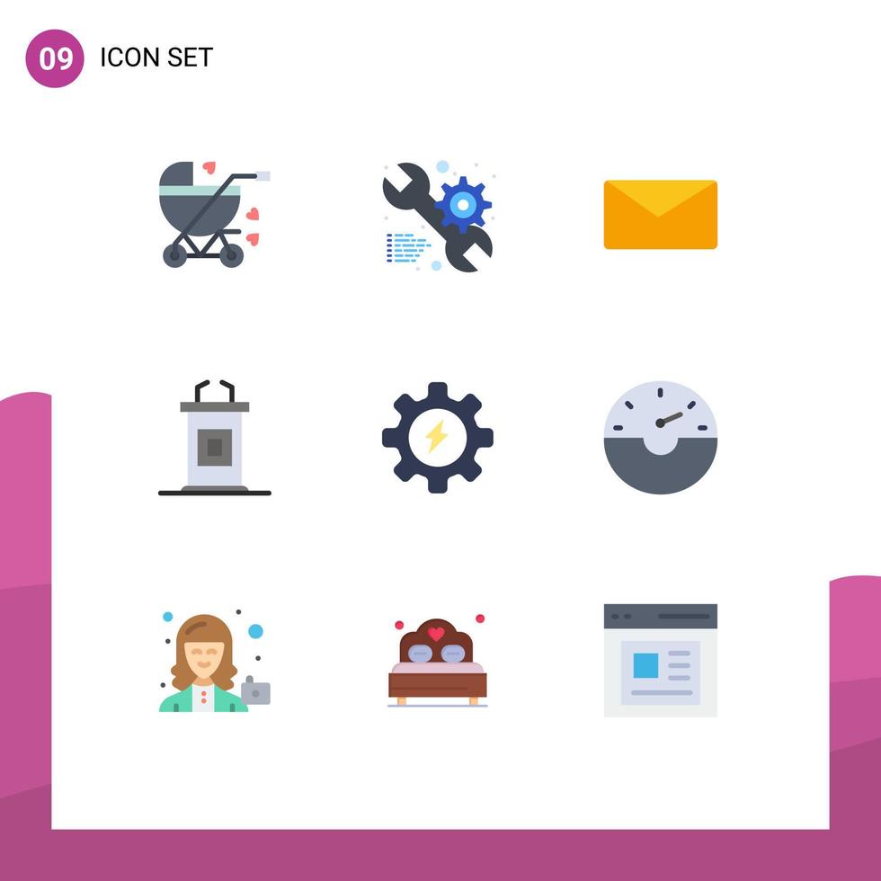 9 Creative Icons Modern Signs and Symbols of gear professor mail meeting desk Editable Vector Design Elements