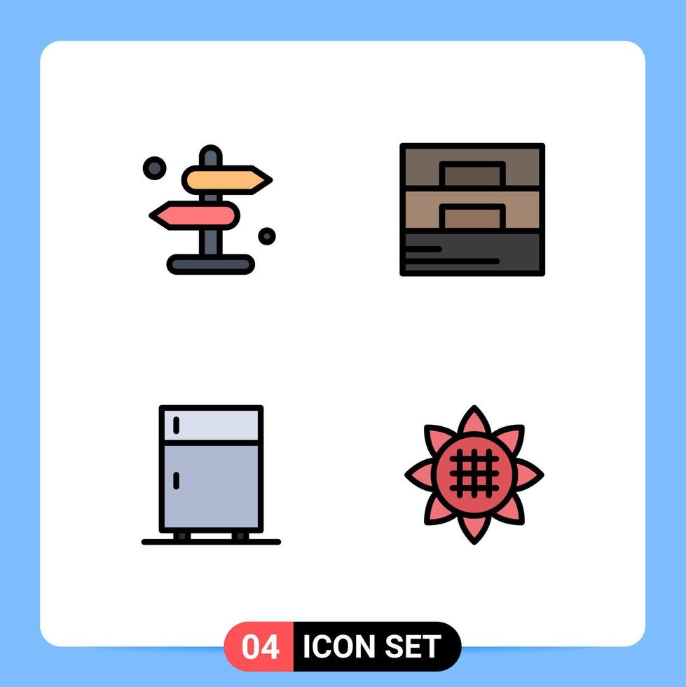 Modern Set of 4 Filledline Flat Colors Pictograph of board electric road man equipment Editable Vector Design Elements