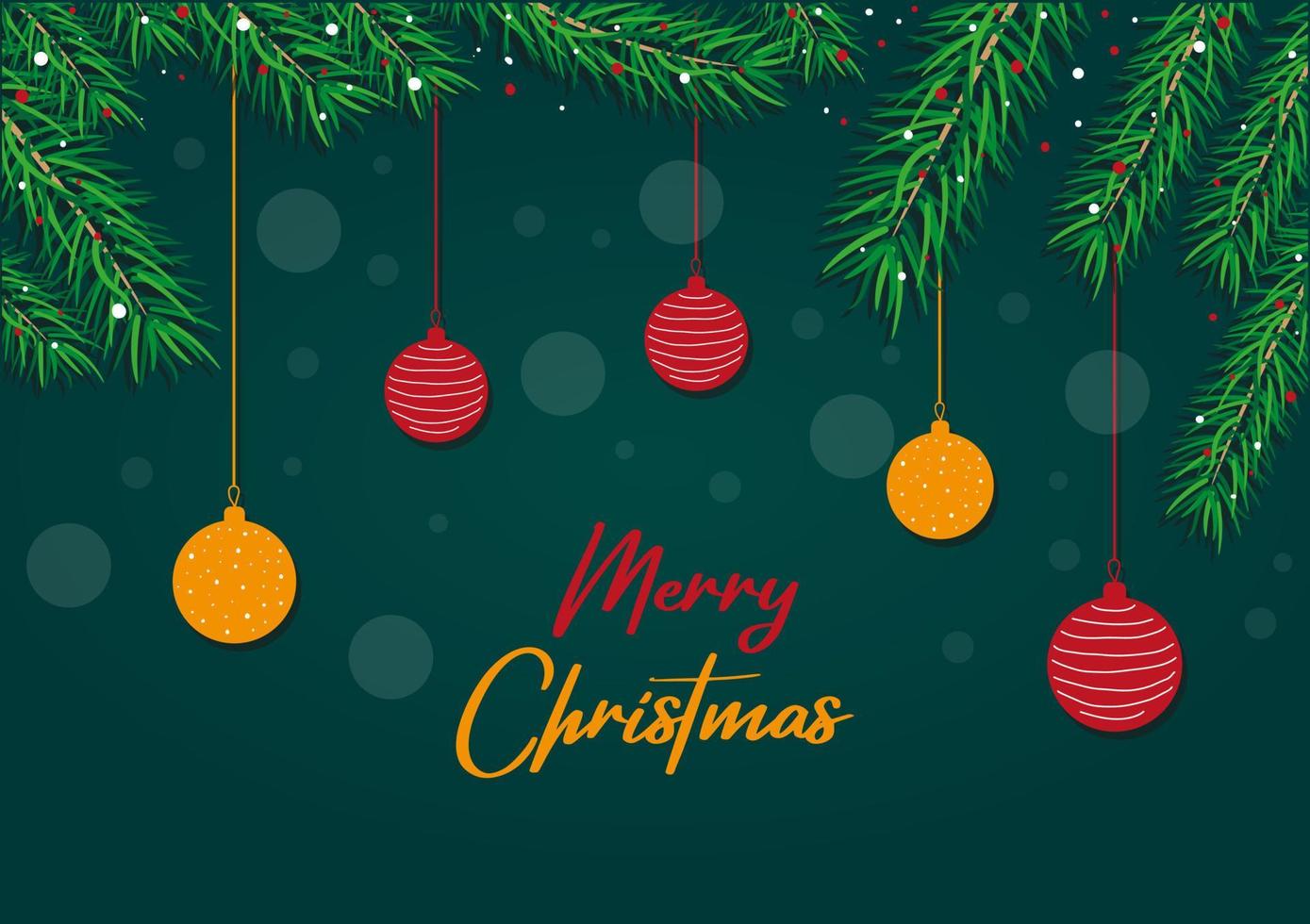 Christmas background with Christmas tree branches Christmas lights balls candy and snowflakes vector
