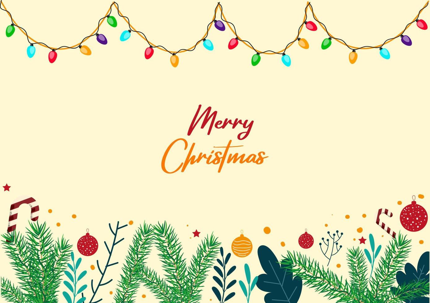 Christmas background with Christmas tree branch Leaf Christmas candy