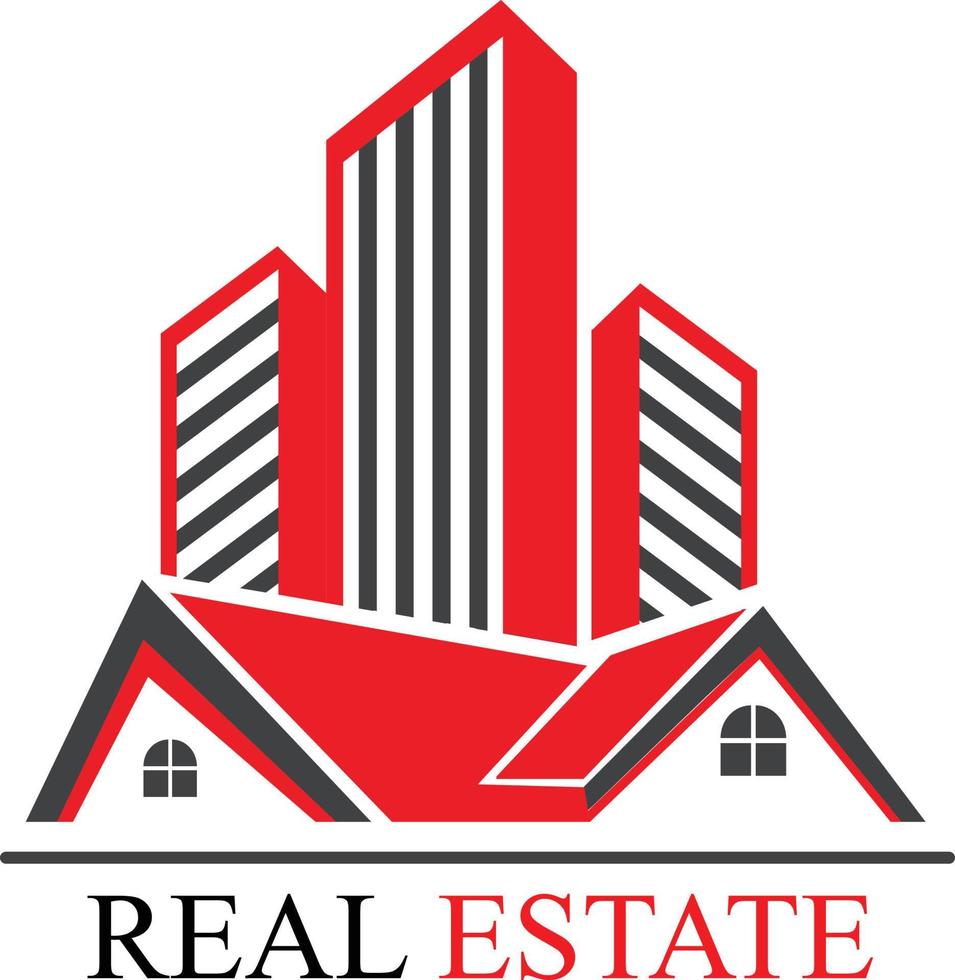 real estate logo with house and building designreal estate logo with house and building design vector