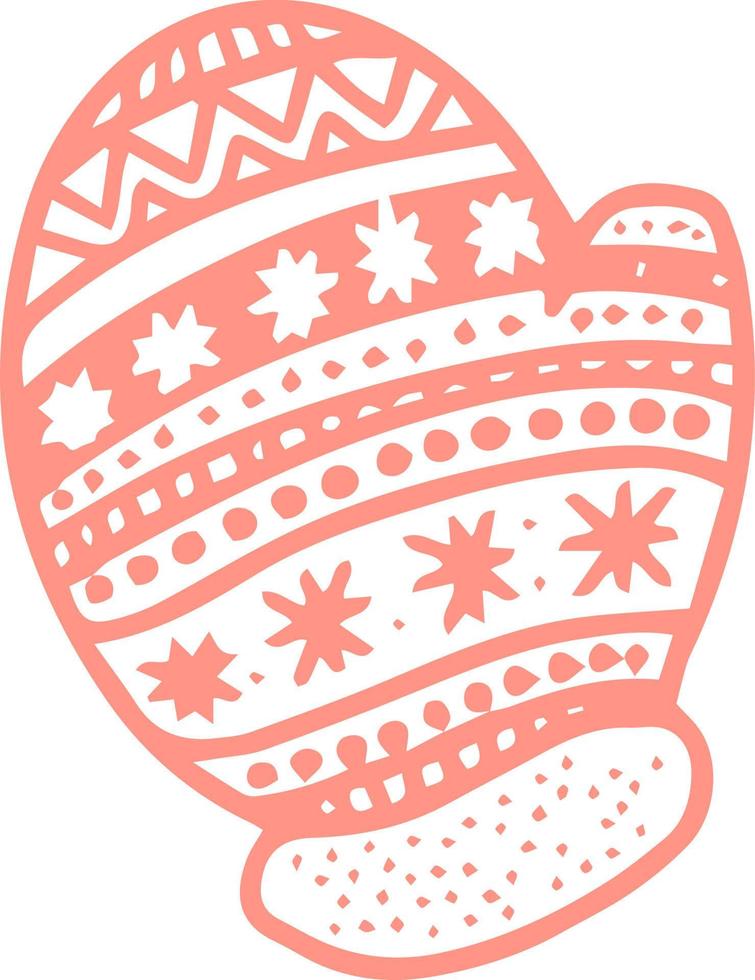 Christmas Glove with Ornament Doodle Illustration vector