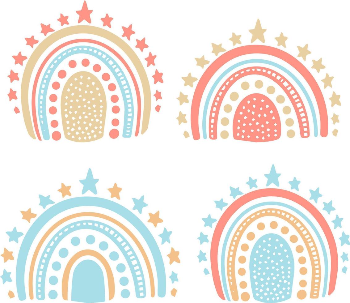 Cute Rainbow Set Vector Colorful Set