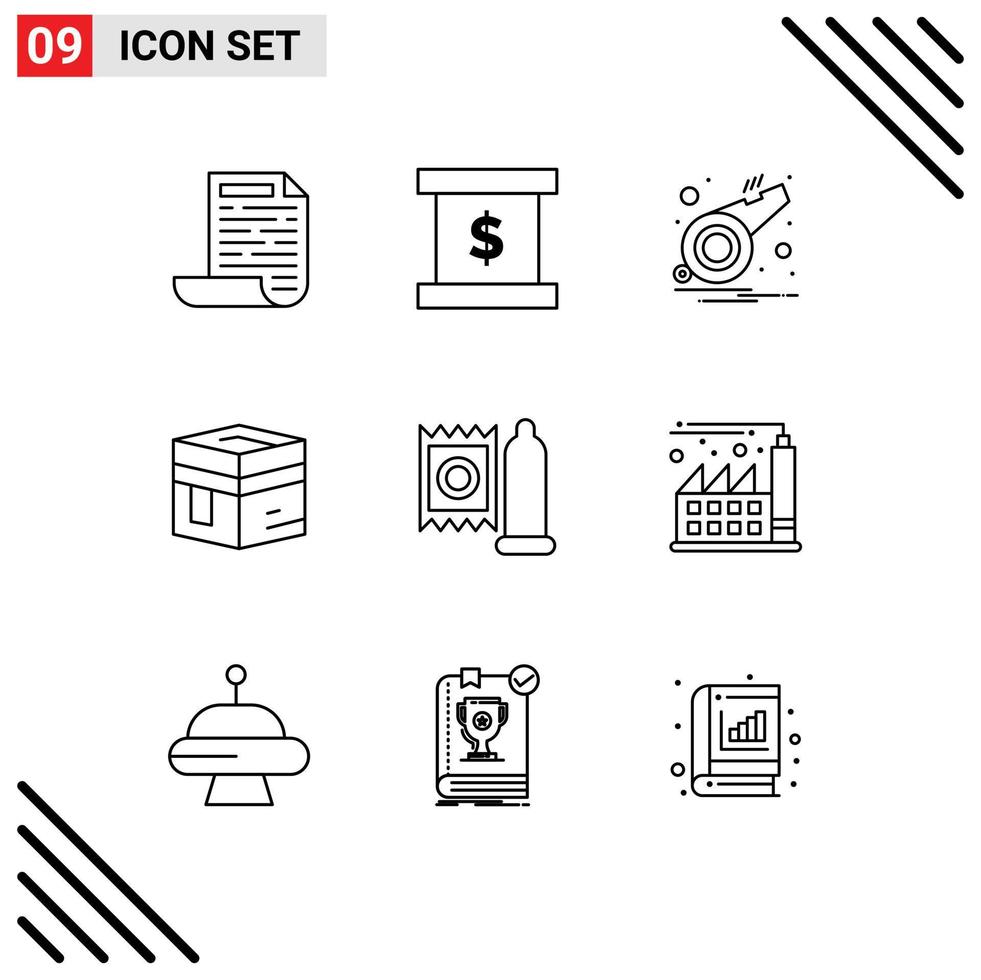 9 Creative Icons Modern Signs and Symbols of medical condom sports meccah islam Editable Vector Design Elements