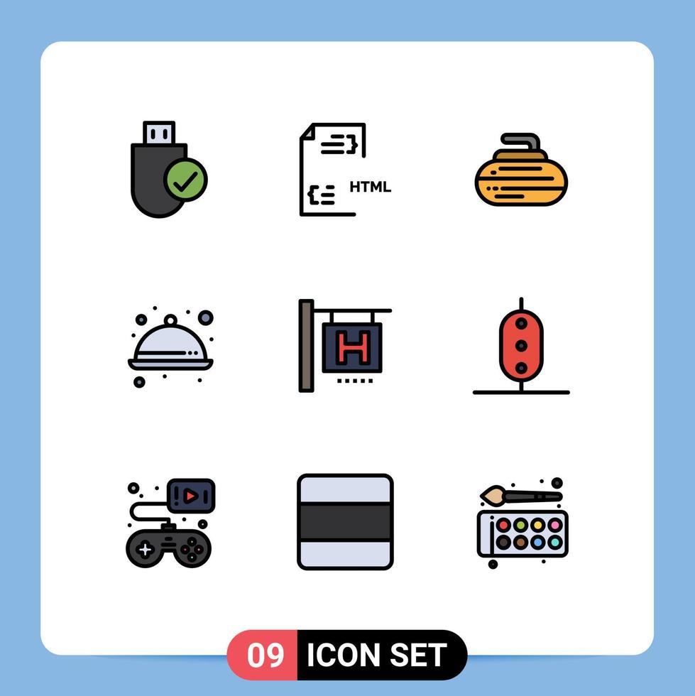 Set of 9 Modern UI Icons Symbols Signs for ware kitchen file food equipment Editable Vector Design Elements