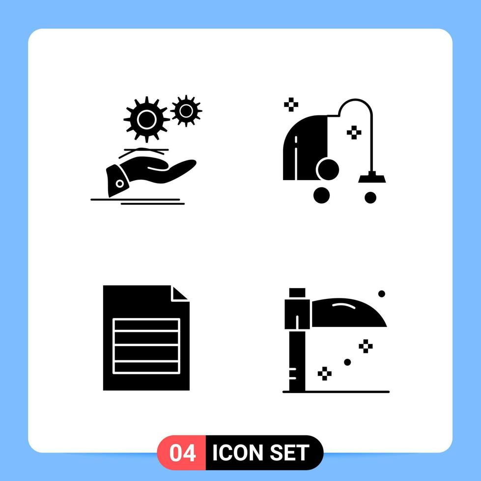 4 Solid Black Icon Pack Glyph Symbols for Mobile Apps isolated on white background 4 Icons Set vector