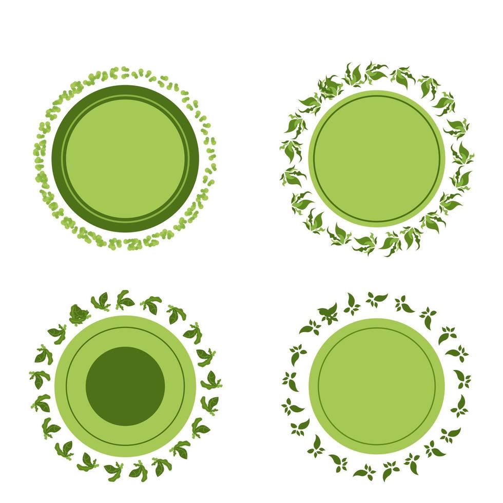 Set green circle border vector