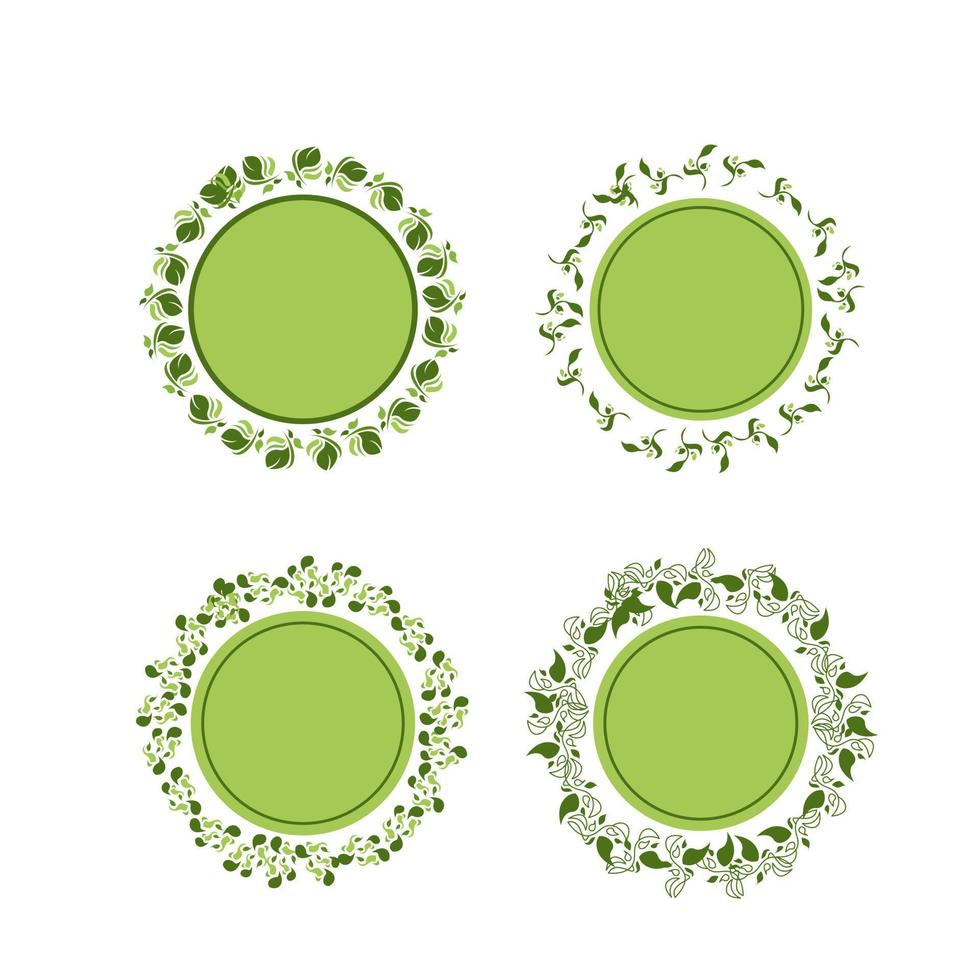 conjunto de círculo de borde de naturaleza verde vector