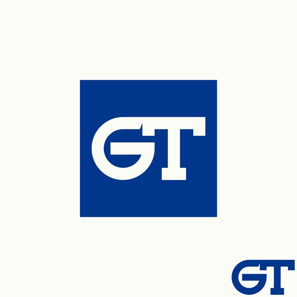 unique letter or word GT sans serif cut and merge connect font on right left image graphic icon logo design abstract concept vector stock. Can be used as symbol related to initial or sport tech