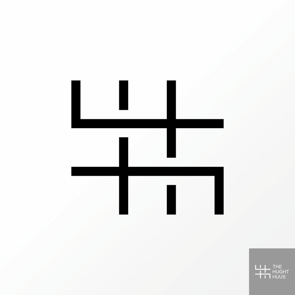 letra o palabra única hh o doble h sans serif fuente de línea como imagen de ornamento icono gráfico diseño de logotipo concepto abstracto vector stock. se puede utilizar como símbolo relacionado con la inicial o la tipografía