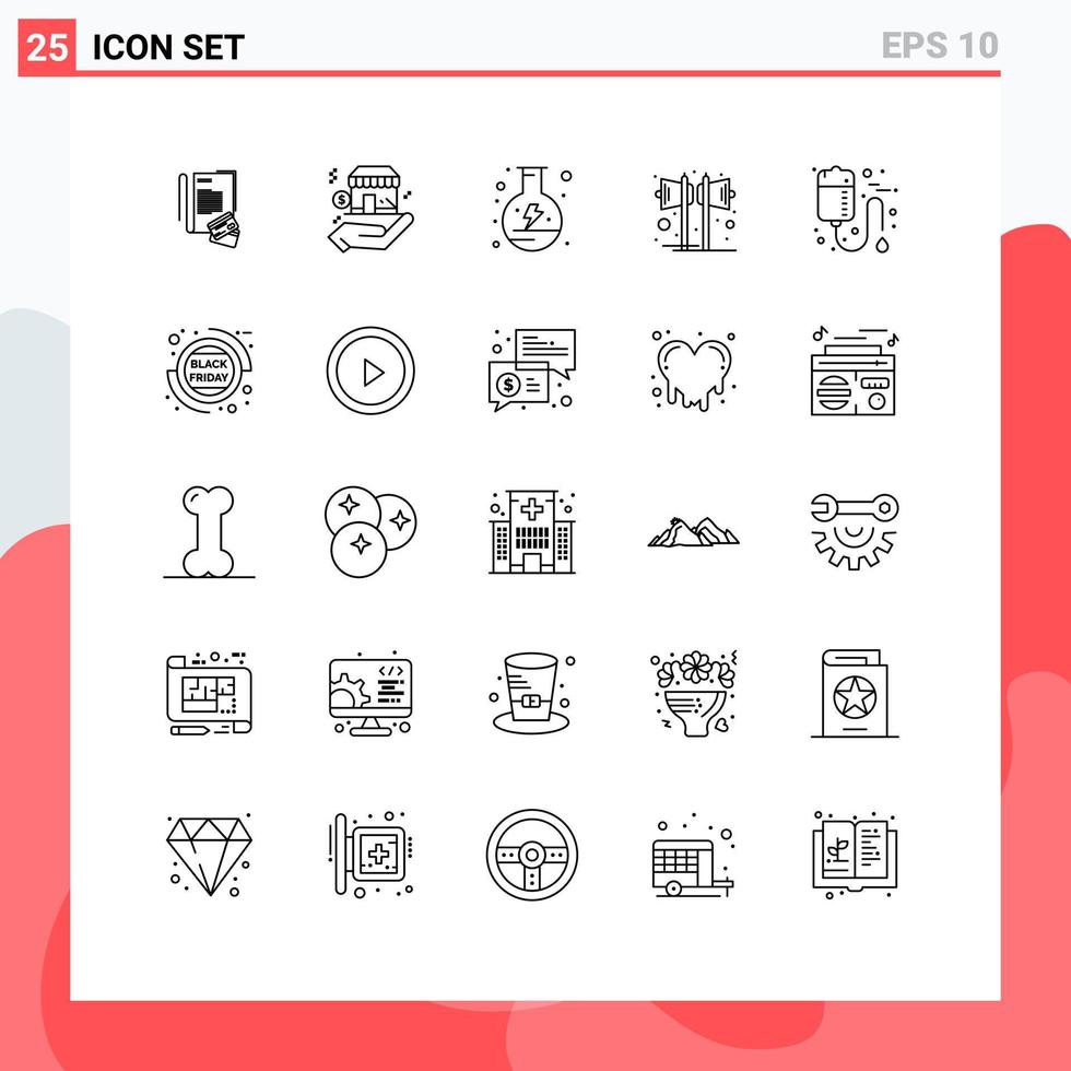 25 iconos creativos signos y símbolos modernos de bolsa sonido electricidad fiesta altavoz elementos de diseño vectorial editables vector