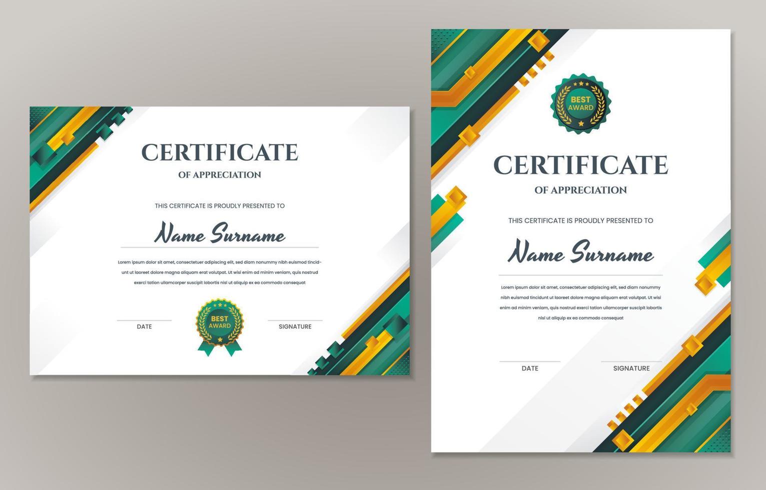 Set of Gradient Modern Certificate Concept vector