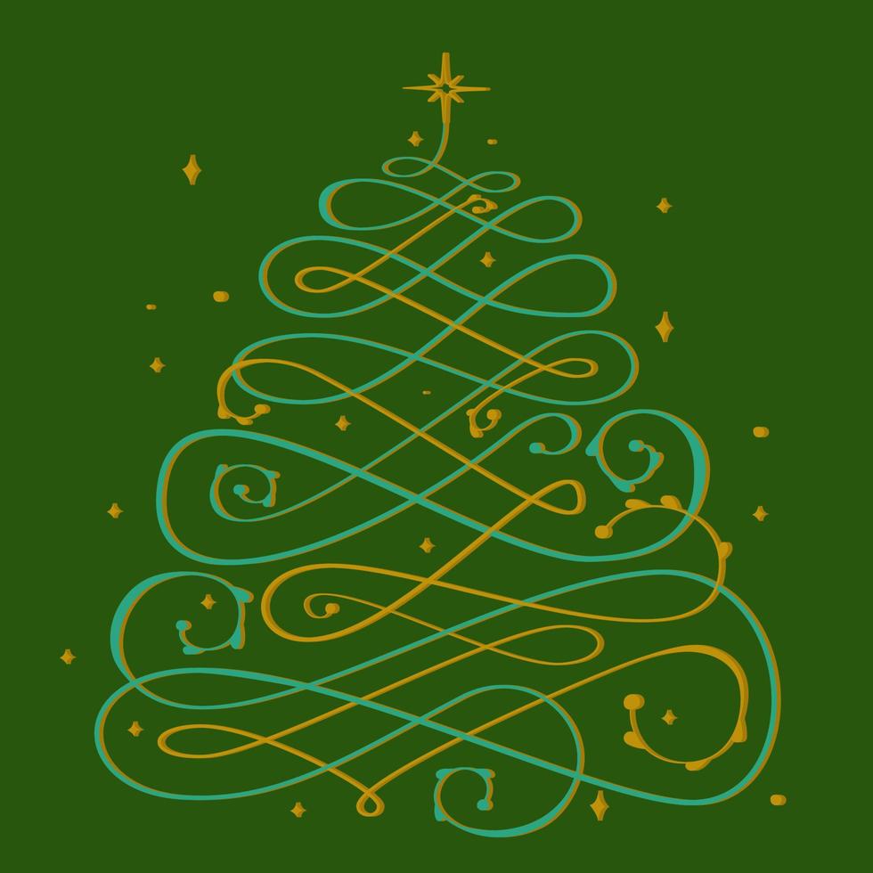 árbol de navidad vectorial. elemento decorativo adornado abstracto creativo para tarjetas de felicitación navideñas, pancartas. ilustración de arte vectorial vector