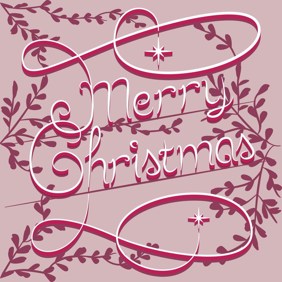Merry Christmas vector lettering iron gate. Modern calligraphy isolated on pink background. Christmas vector illustration. Creative typography for Holiday greeting cards, banners. Vector illustration.