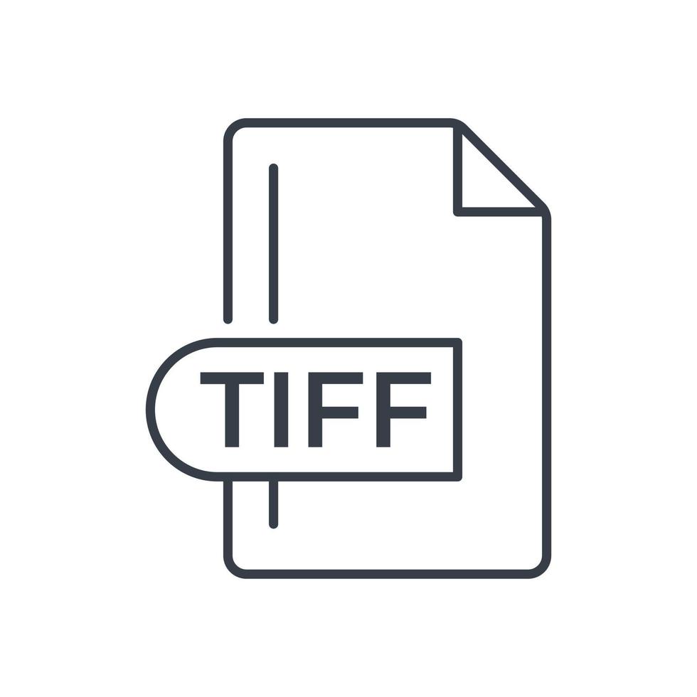 icono de formato de archivo tiff. icono de línea de extensión tiff. vector