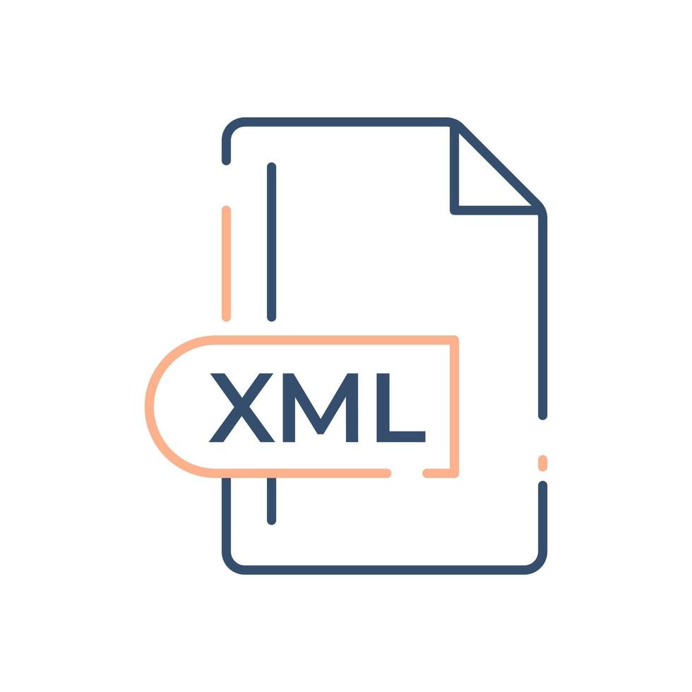 icono de formato de archivo xml. icono de línea de extensión xml. vector