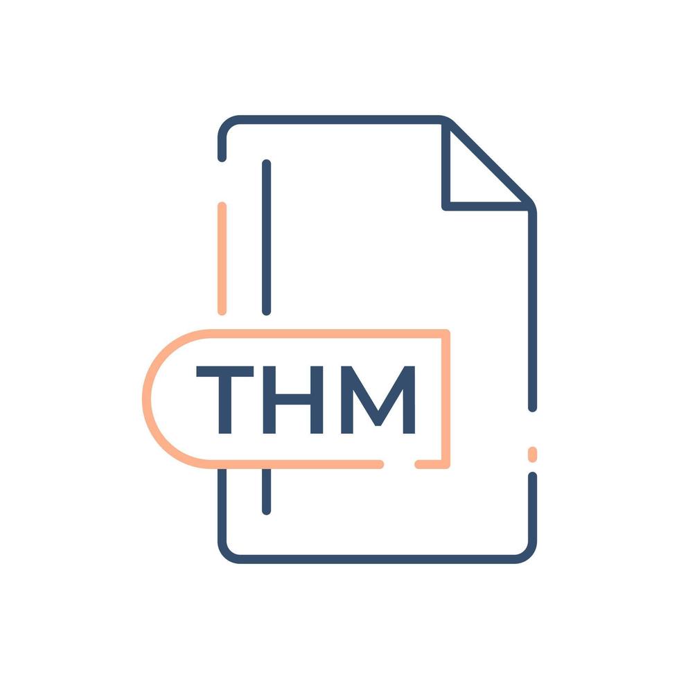 THM File Format Icon. THM extension line icon. vector
