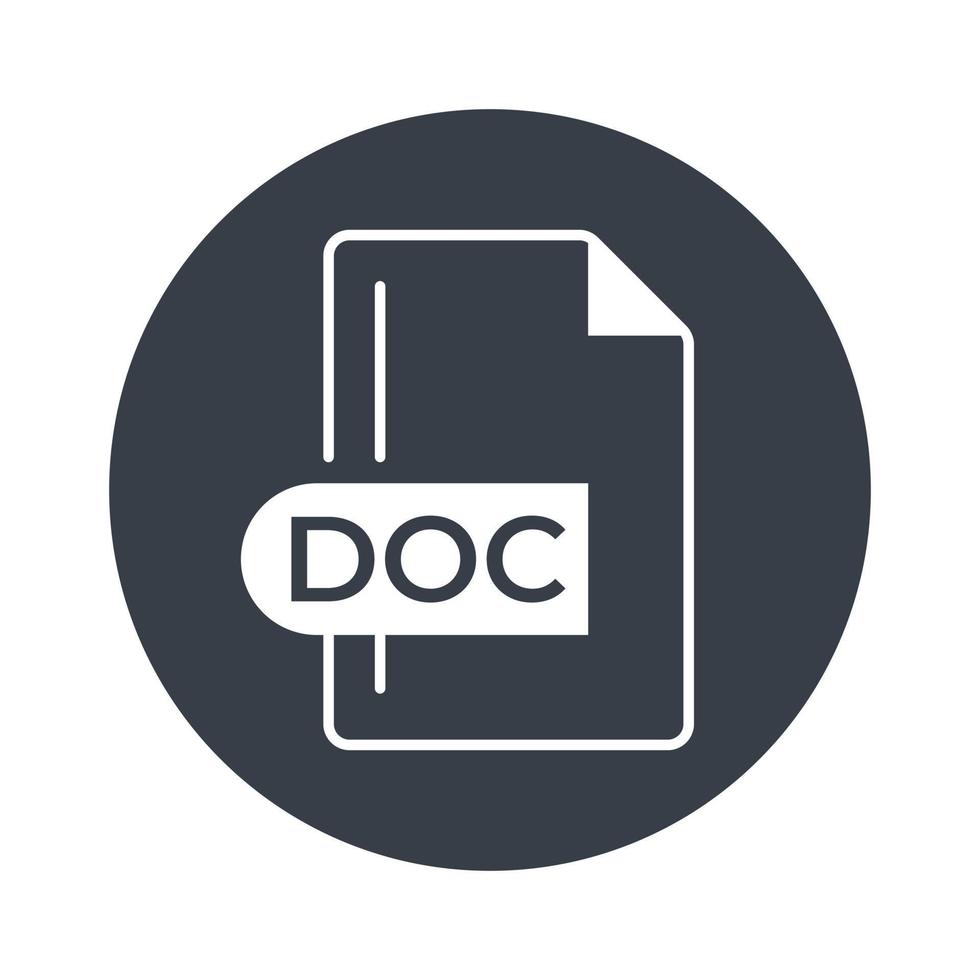 DOC File Format Icon. DOC extension filled icon. vector