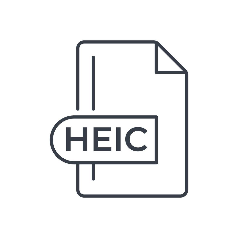 icono de formato de archivo heic. icono de línea de extensión heic. vector