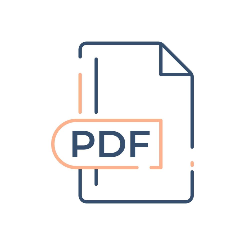 PDF File Format Icon. PDF extension line icon. vector