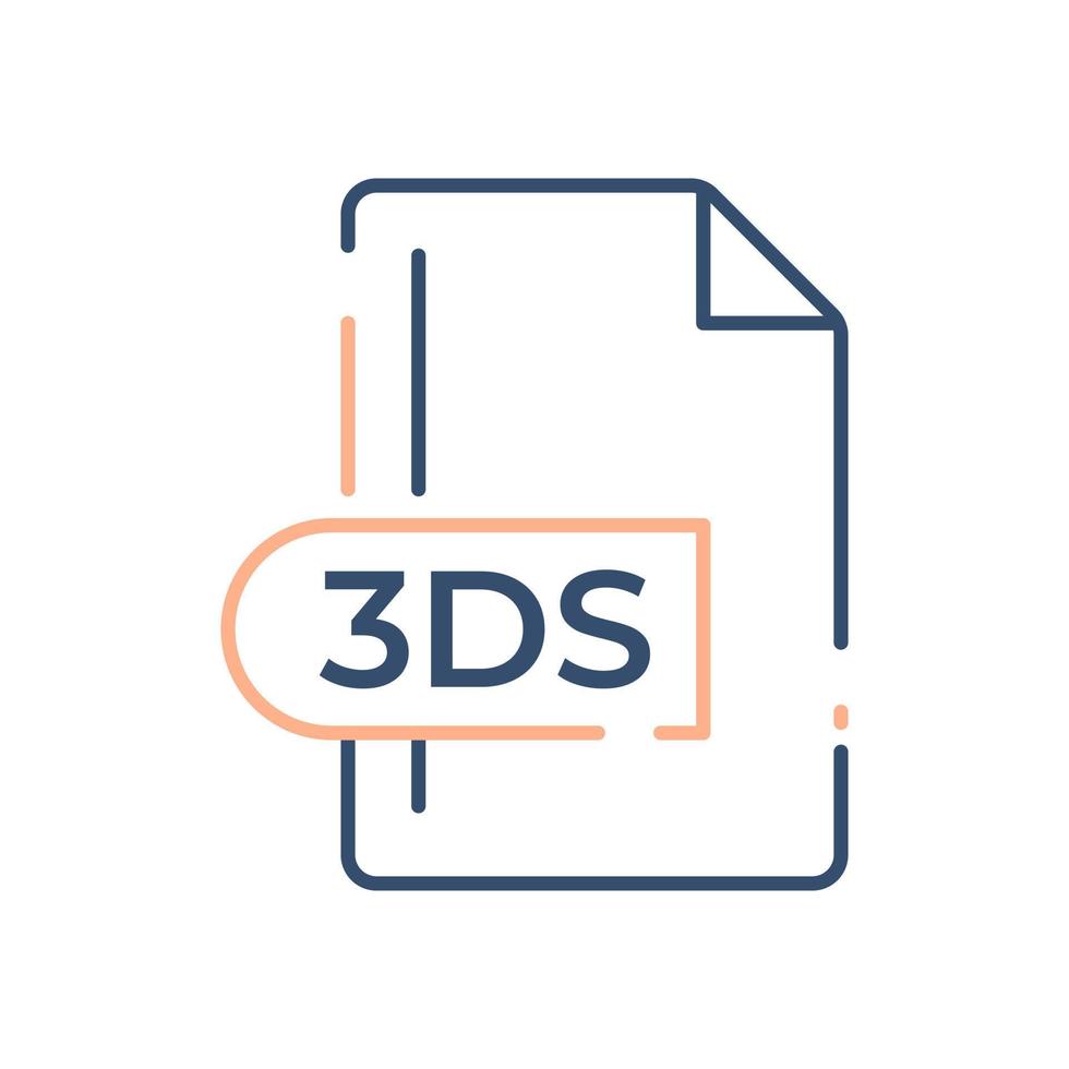 3DS File Format Icon. 3DS extension line icon. vector