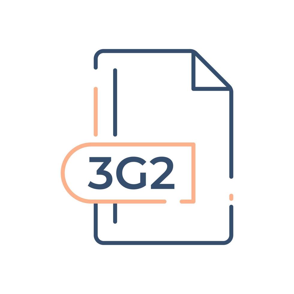 icono de formato de archivo 3g2. Icono de línea de extensión 3g2. vector