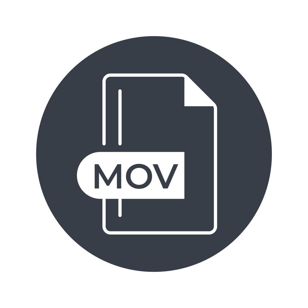 icono de formato de archivo mov. icono lleno de extensión mov. vector