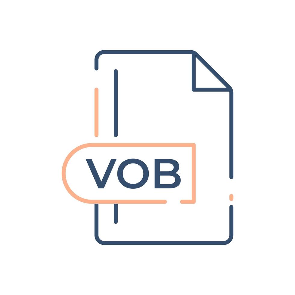 VOB File Format Icon. VOB extension line icon. vector