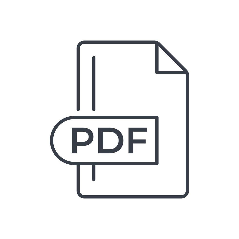 PDF File Format Icon. PDF extension line icon. vector