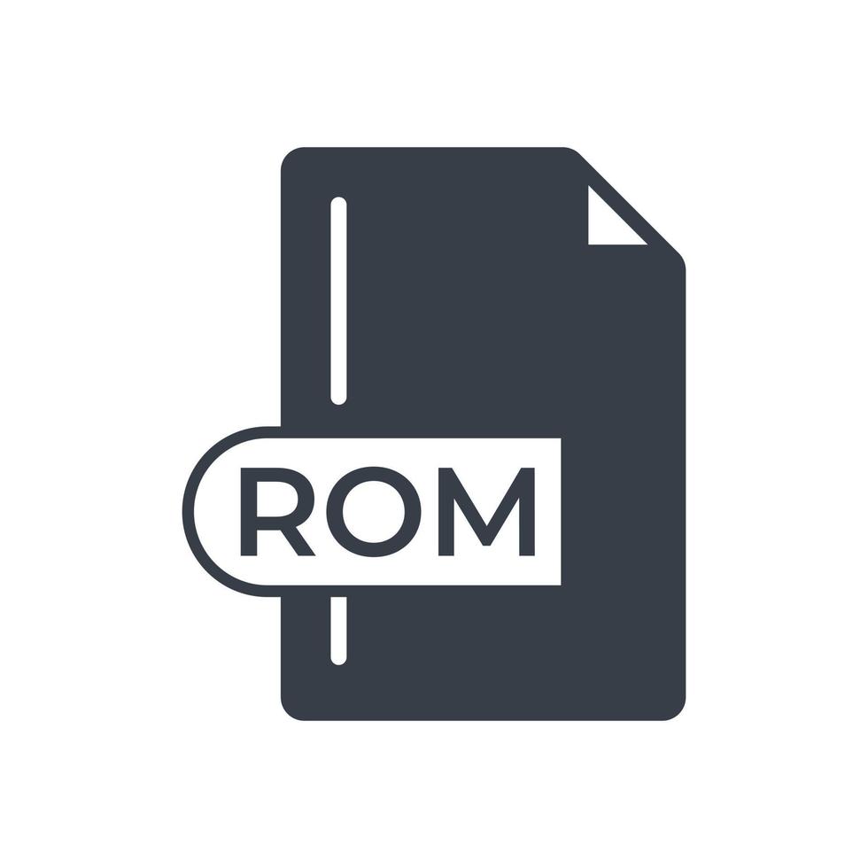 icono de formato de archivo ROM. icono lleno de extensión rom. vector