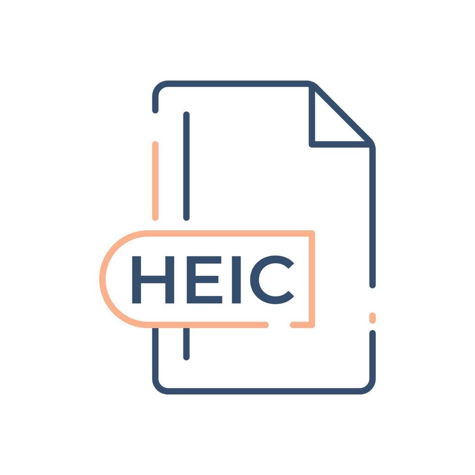 icono de formato de archivo heic. icono de línea de extensión heic. vector