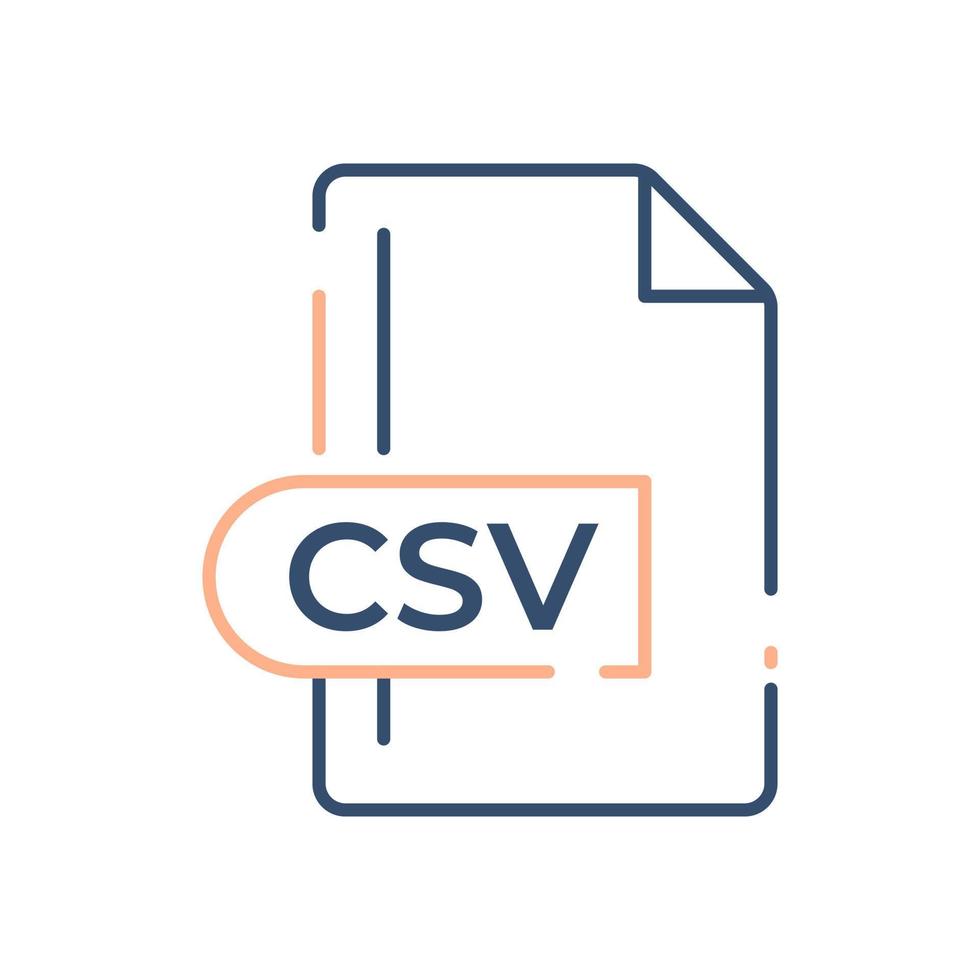 icono de formato de archivo csv. icono de línea de extensión csv. vector