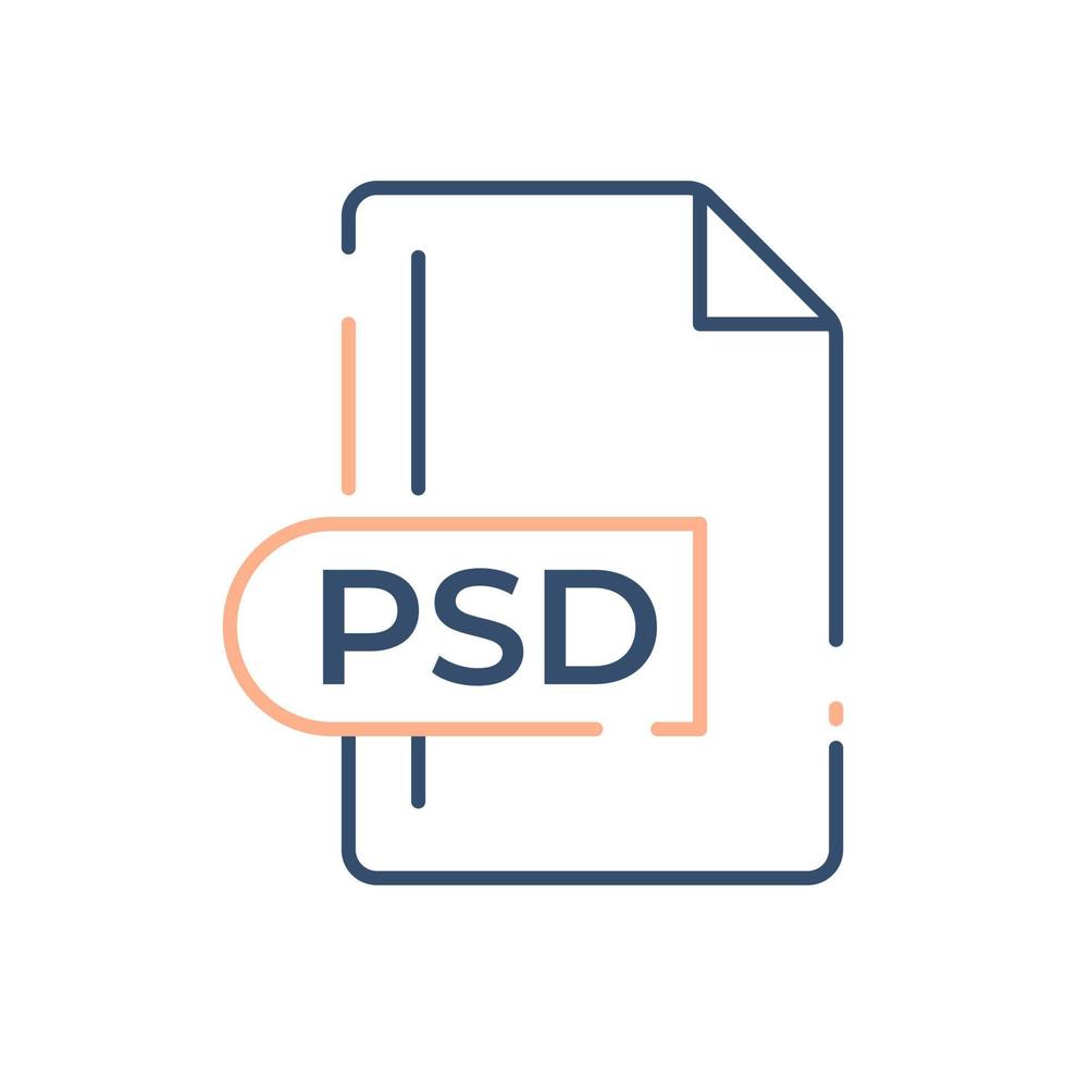 icono de formato de archivo psd. icono de línea de extensión psd. vector